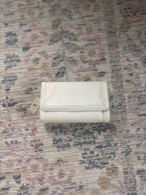 LOFT Cream Lizard-Embossed Fold-Over Clutch